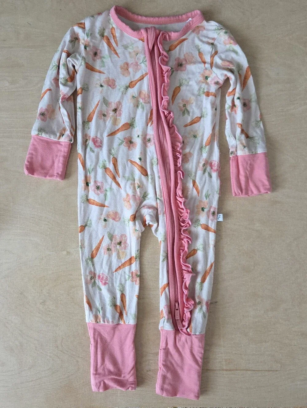 Laree And Co Pink Carrot Ruffle Bamboo Convertible Sleeper